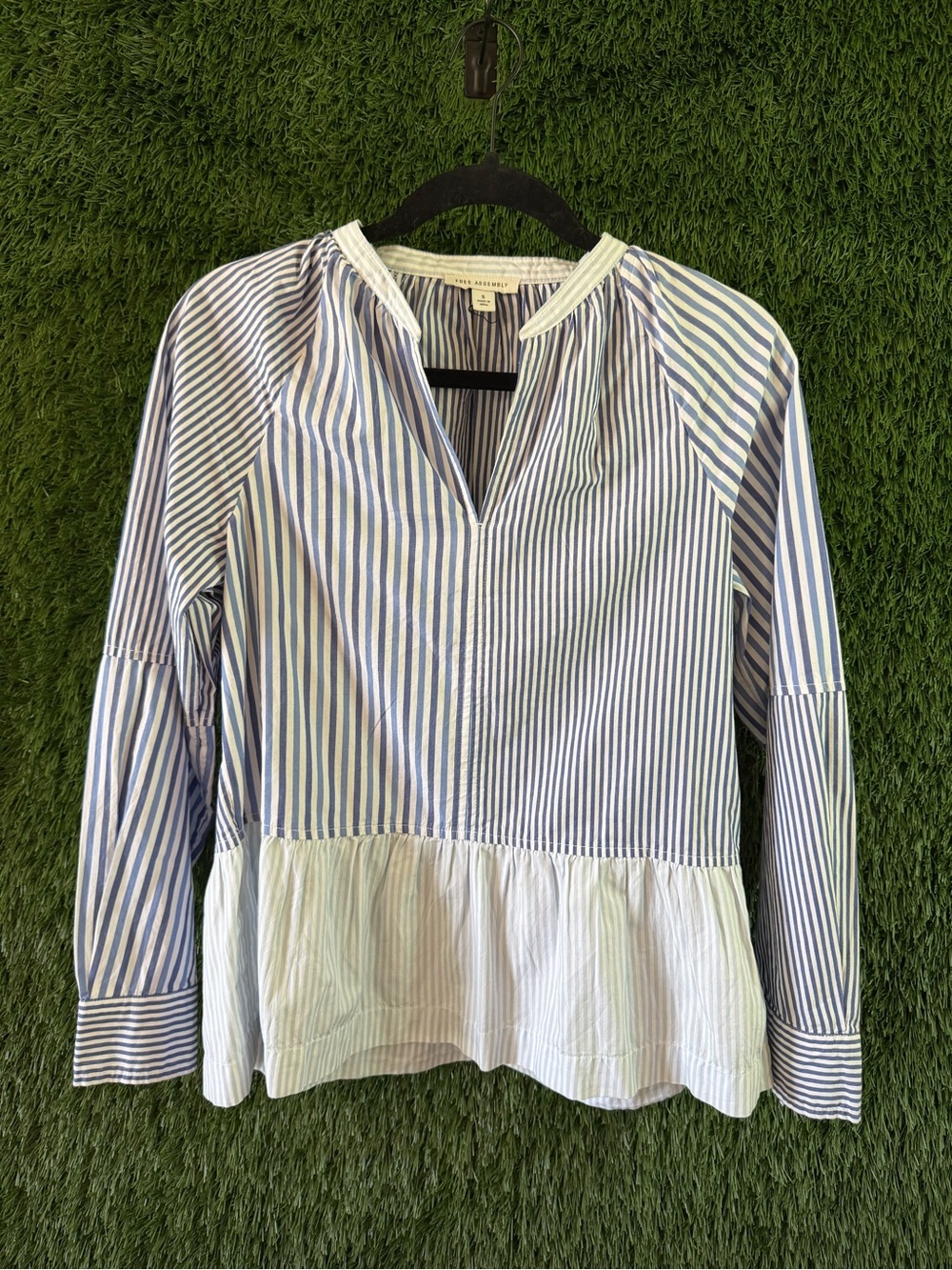 Striped Peplum Tunic Top - Blue/White